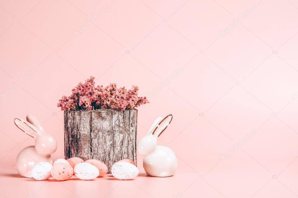 Creative photo of easter eggs on colorful background