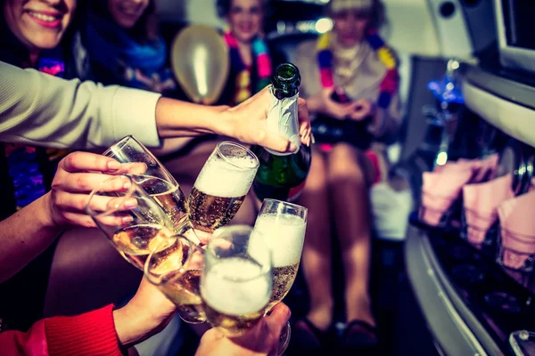 Hen-party with champagne — Stock Photo, Image