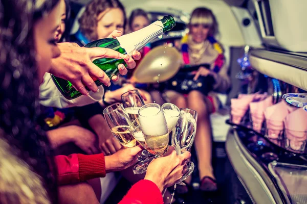 Hen-party with champagne — Stock Photo, Image