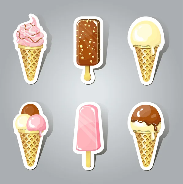 Set de helados dulces stikers — Vector de stock