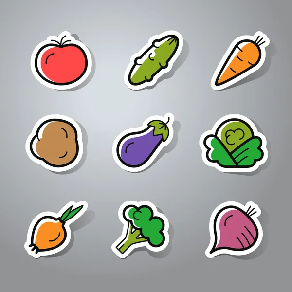 Sevimli vektör stikers sebzeli