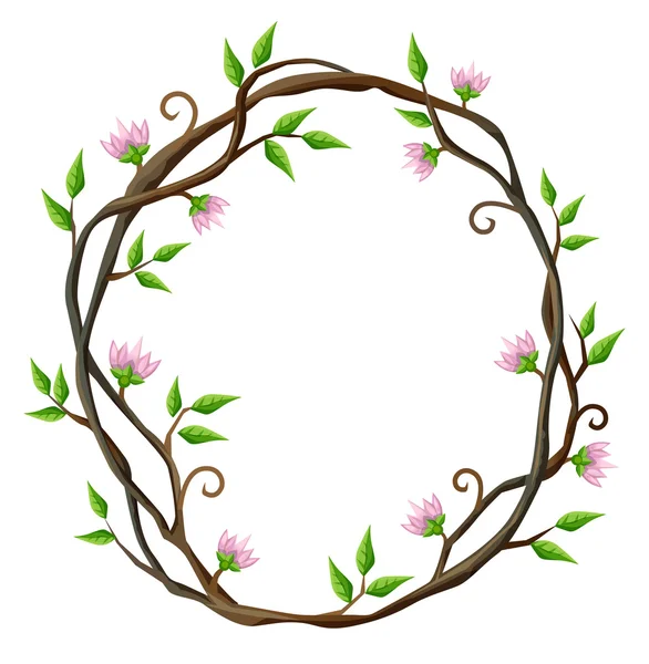Küçük pembe çiçekli bitki tırmanma vektör oval çerçeve