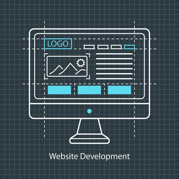 Düz çizgi Web sitesi geliştirme. Modern ince lineer kontur vektör simgesi