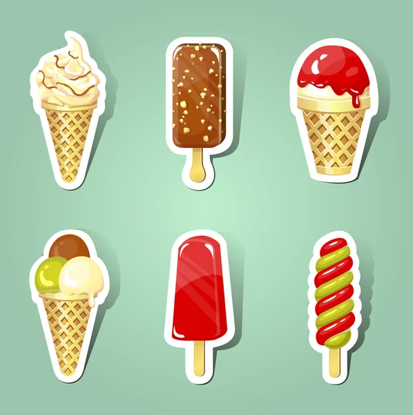 Ice cream stikers — Stock Vector