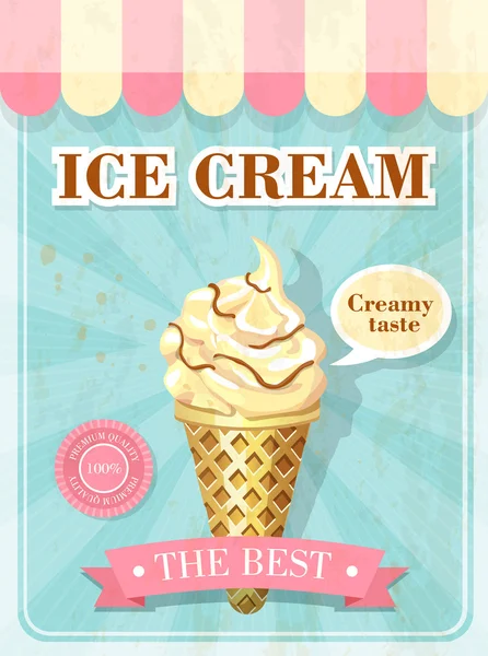 Cartel de helado vintage — Vector de stock