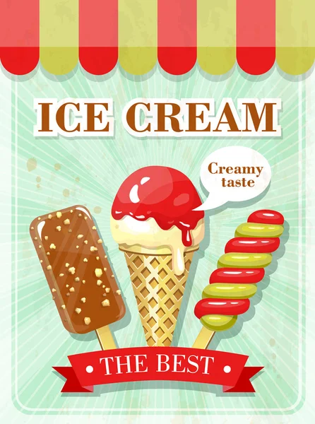 Cartel de helado vintage — Vector de stock