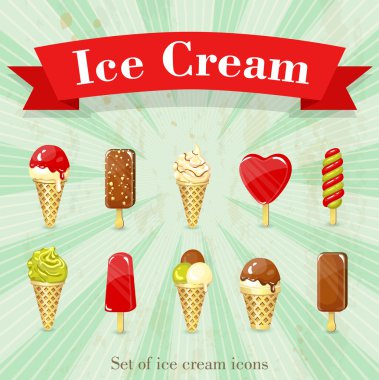 Set of retro ice cream icons