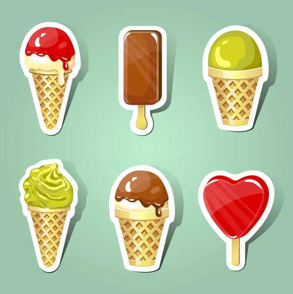 甘いアイスクリーム stikers のセット。第 1 部 ロイヤリティフリーのストックイラスト