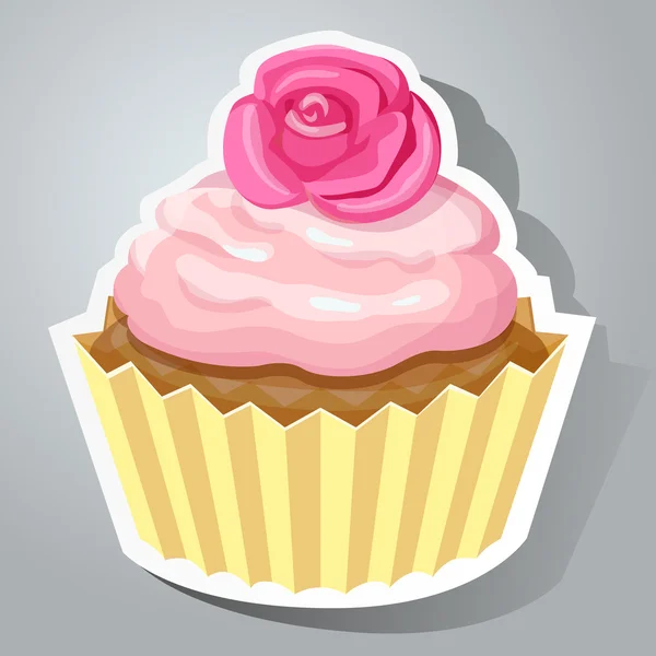 Zoete sticker met cupcake — Stockvector