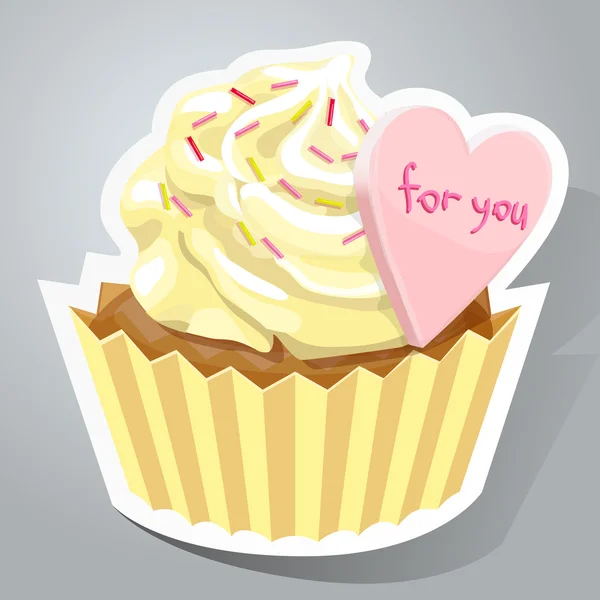 Zoete sticker met cupcake — Stockvector