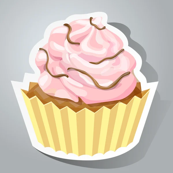 Adesivo dolce con cupcake — Vettoriale Stock