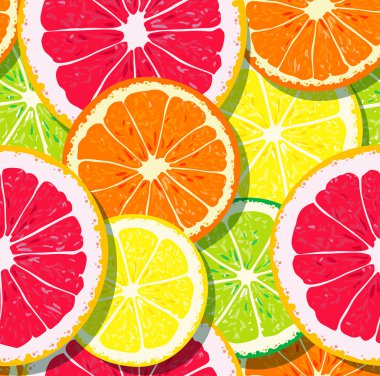 Slices of citrus fruits pattern clipart
