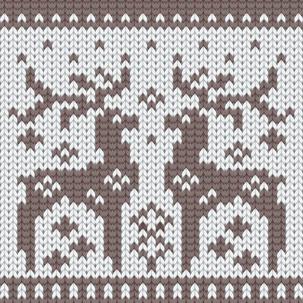 İki reindeers ve kar taneleri ile arka plan örgü şirin