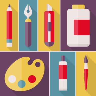 Boyama için düz simgeler kümesi