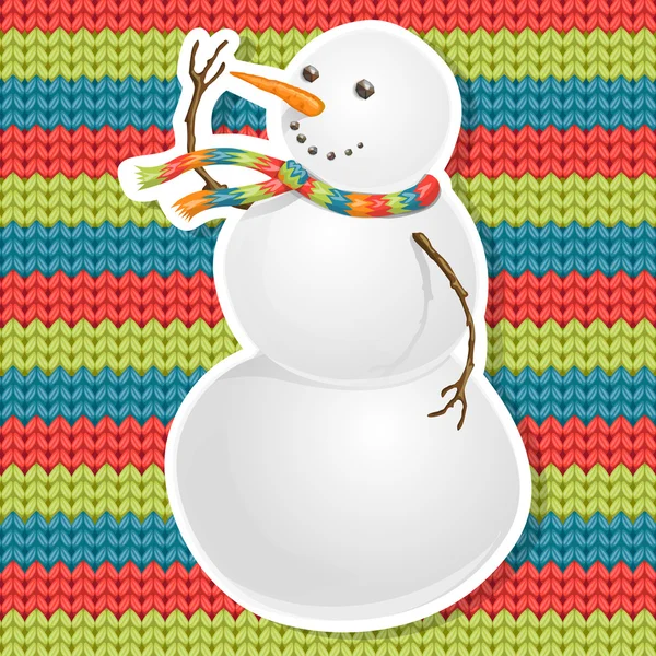 Un bonhomme de neige joyeux avec nez-carotte et yeux-charbon — Image vectorielle