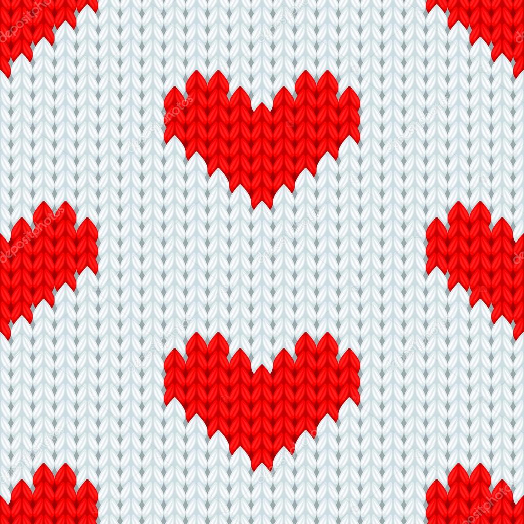 Vector knitted background with hearts