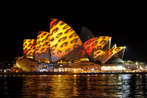 Сиднейский оперный театр на ярком фестивале Лицензионные Стоковые Изображения