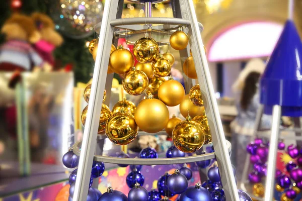 Gran Número Bolas Oro Navidad — Foto de Stock