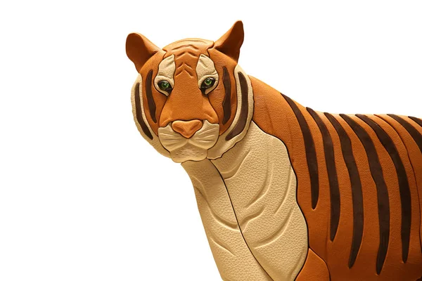 Tygrys Kreatywny Paciorkowatymi Oczami Odizolowany Białym Tle — Zdjęcie stockowe