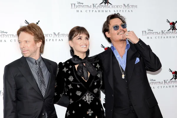 Johnny Depp, Penelope Cruz, Jerry Bruckheimer. Premiera "Pira — Zdjęcie stockowe