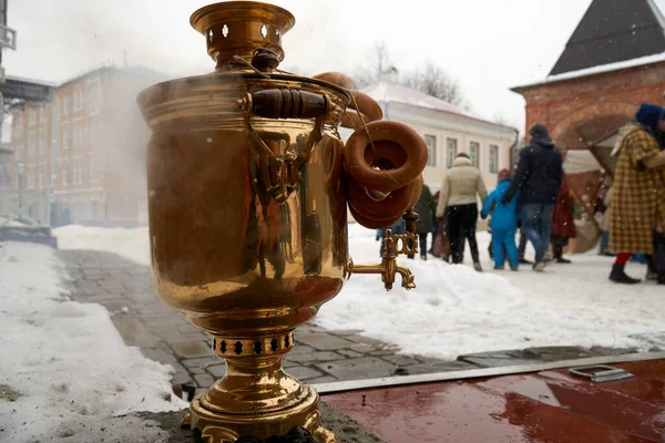 Samovar Para Shrovetide Moscú —  Fotos de Stock