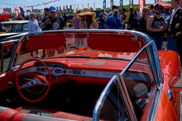 Moscow Russia 2021 Annual Classic Drag Races American Retro Cars — Stock Photo, Image