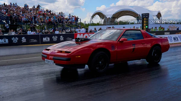 Moscou Rússia 2021 Corridas Clássicas Anuais Carros Retro Americanos Equipe — Fotografia de Stock