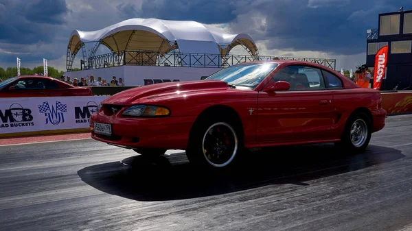 Moscou Rússia 2021 Corridas Clássicas Anuais Carros Retro Americanos Equipe — Fotografia de Stock