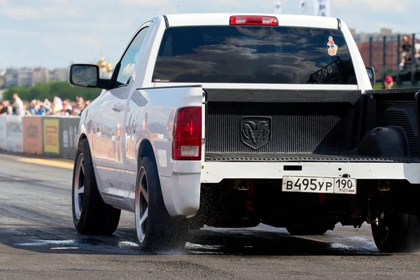 Moscou Rússia 2021 Corridas Clássicas Anuais Carros Retro Americanos Equipe — Fotografia de Stock