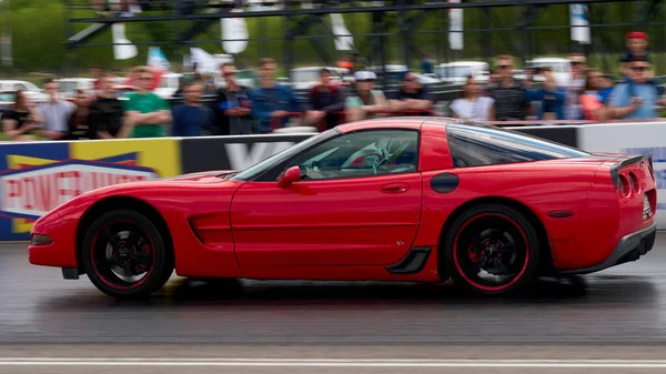 Moscou Rússia 2021 Corridas Clássicas Anuais Carros Retro Americanos Equipe — Fotografia de Stock