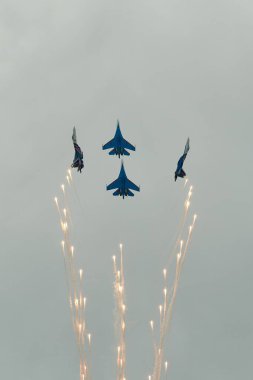 Zhukovsky, Moscow region, Russia - 24.07.2021: Performance of aerobatic teams at MAKS  clipart