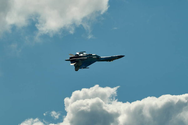 Zhukovsky, Moscow region, Russia - 24.07.2021: Performance of aerobatic teams at MAKS