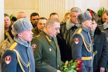 Moskova, Rusya - 20.03.2018 Rus Muhafız Generalinin cenazesi
