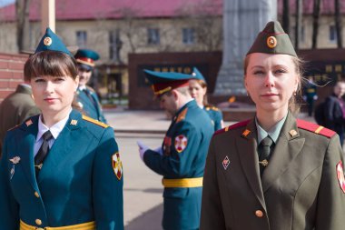 Moskova, Rusya - 20.04.2018: Moskova 'daki Rosgvardia yönetim destek alayının 100. yıldönümünü kutlamak