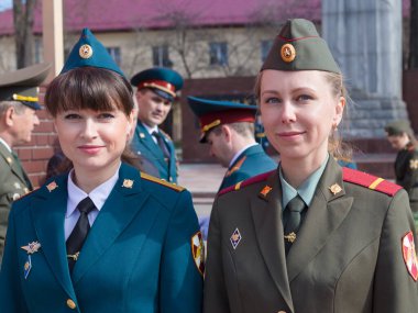 Moskova, Rusya - 20.04.2018: Moskova 'daki Rosgvardia yönetim destek alayının 100. yıldönümünü kutlamak