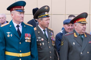 Moskova, Rusya - 20.04.2018: Moskova 'daki Rosgvardia yönetim destek alayının 100. yıldönümünü kutlamak