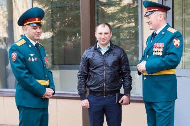 Moskova, Rusya - 20.04.2018: Moskova 'daki Rosgvardia yönetim destek alayının 100. yıldönümünü kutlamak