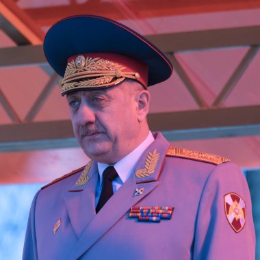 Moskova, Rusya - 20.04.2018: Moskova 'daki Rosgvardia yönetim destek alayının 100. yıldönümünü kutlamak