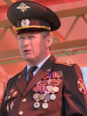 Moskova, Rusya - 20.04.2018: Moskova 'daki Rosgvardia yönetim destek alayının 100. yıldönümünü kutlamak