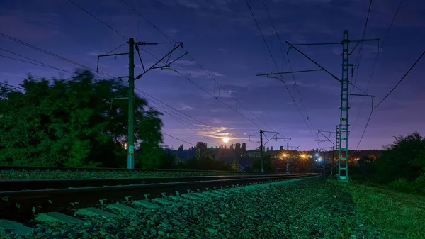 Úsvit Přes Železniční Most Voroněži — Stock fotografie