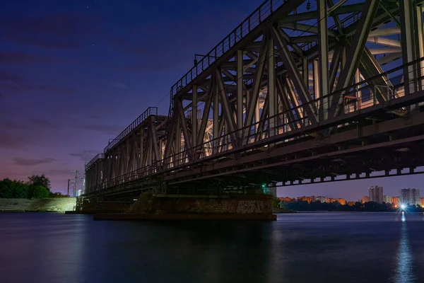 Amanhecer Sobre Ponte Ferroviária Voronezh — Fotografia de Stock