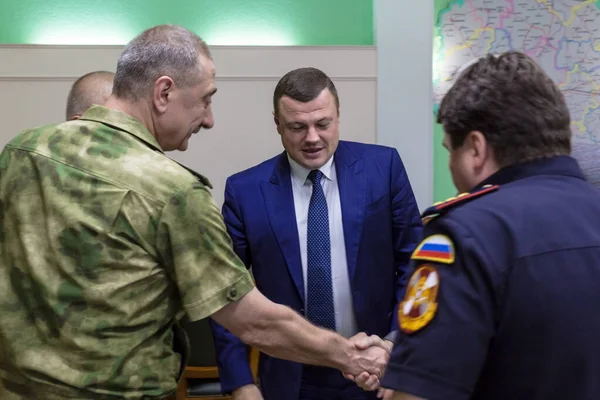 Tambov Rusland 2018 Adjunct Directeuren Van Russische Nationale Garde Inspecteren — Stockfoto