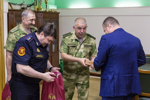 Tambov, Russia - 17.07.2018: Deputy directors of the Russian National Guard, together with the commander of the Central District of the Russian National Guard, inspect units in Smolensk.