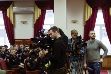 Moskova, Rusya - 26.11.2018: Rosgvardia 'nın kamu düzeninin korunması için Moskova' da, İkinci Dünya Savaşı gazisi ve Albay Dmitry Semenovich Goryainov 'un iç birlikleri yüzüncü yılı vesilesiyle onurlandırıldı.