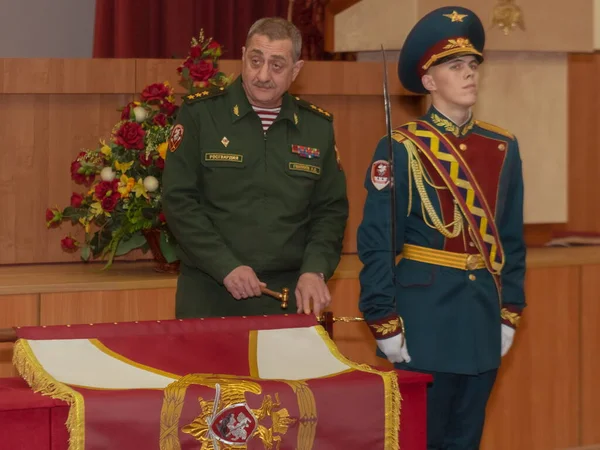 Moskwa Rosja 2018 Moskwie Odbyła Się Uroczystość Poświęcenia Osobistego Sztandaru — Zdjęcie stockowe