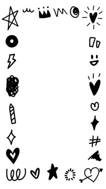 Sosyal medya şablonu. Öge için soyut karalama elle çizilmiş çerçeve.