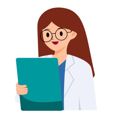 Analiz ve konsültasyon için kadın doktor okuma tablosu. Karakter tasarımı