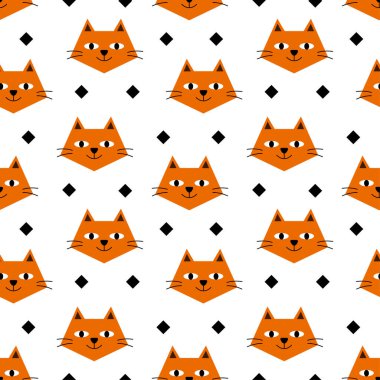 Duvar kâğıdı ve ambalaj için Fox Face karikatür desensiz arka plan