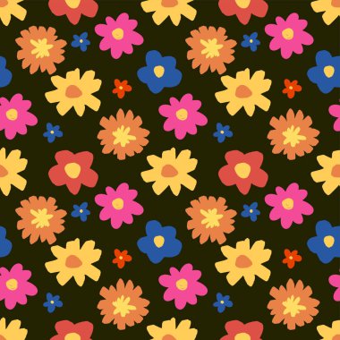 Duvar kâğıdı ve ambalaj için renkli karalama çiçeği ya da çiçekli el