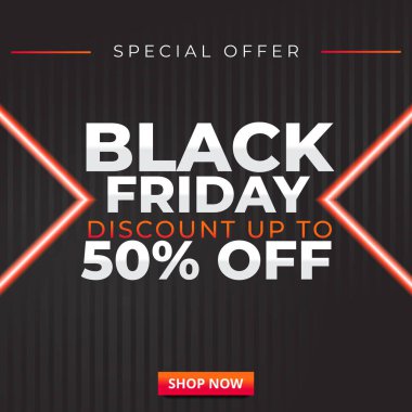 Kara Cuma bayrak şablonu tasarımı. Sosyal medya afişi şablonu, kupon, indirim, sezon indirimi